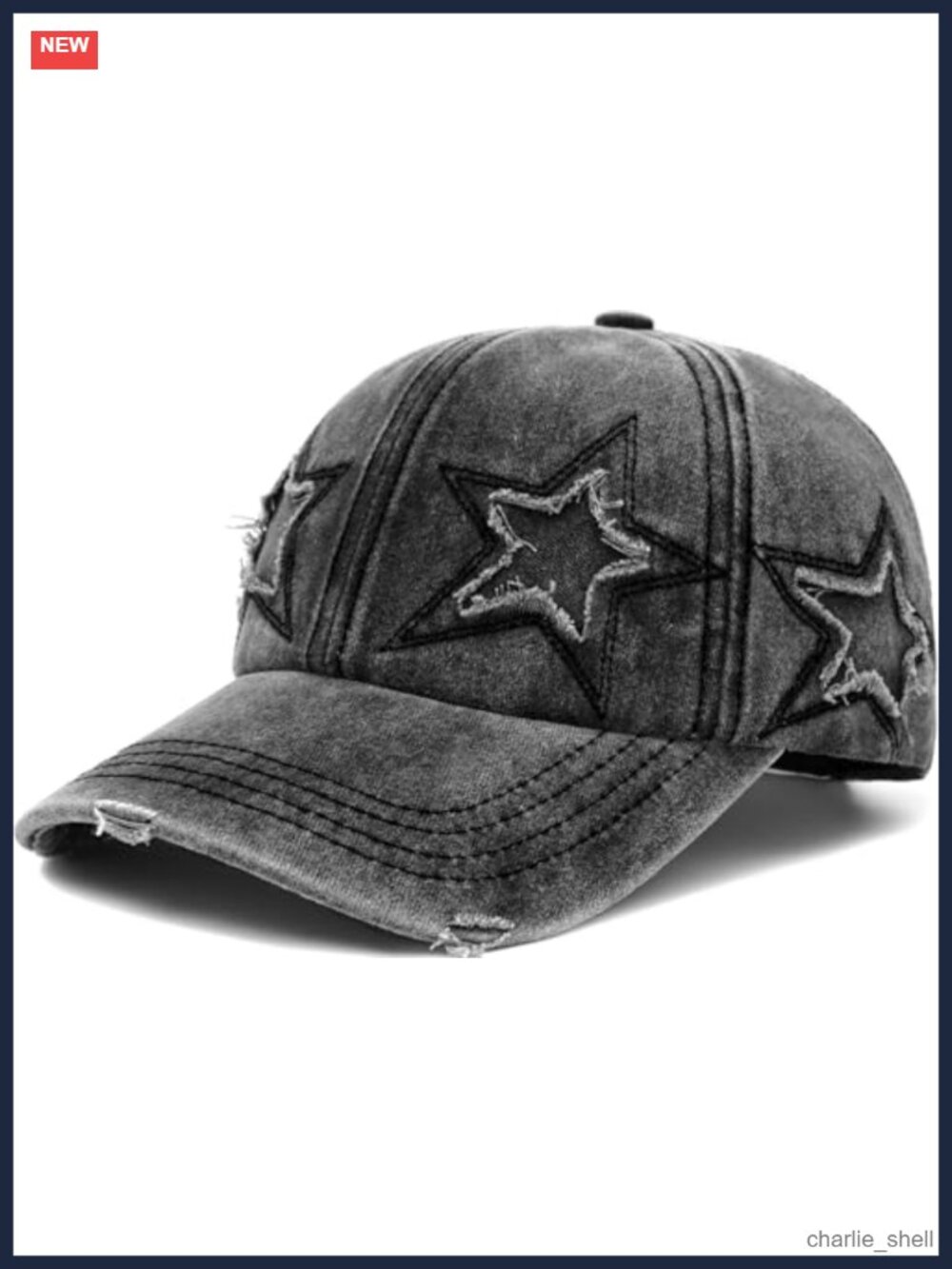 Distressed Baseball Cap Embroidered Stars Retro Adjustable Cotton Hat